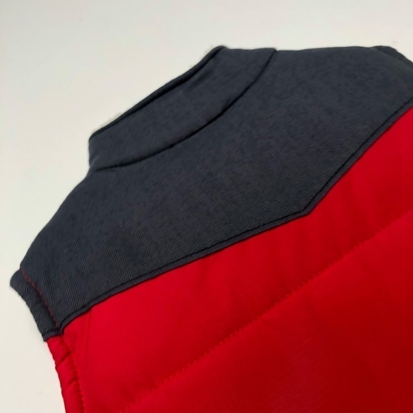 CARTER’S Red Grey Sherpa Collared Color Block Cozy Puffer Snap-up Toddler Vest - Picture 9 of 14